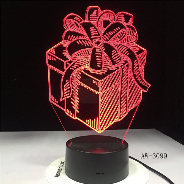 Holiday Gift Box LED Night Lamp 3D Illusion Touch Sensor Hoom Decoration Child Kids Baby Nightlight Gift Box Desk Lamp AW-3099