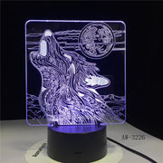 Full-moon Night Howl Wolf 3D LED Acrylic RGB Night Light USB Touch Control Home Kids Desk Lamp Child 3D-3226 Dropship Gift