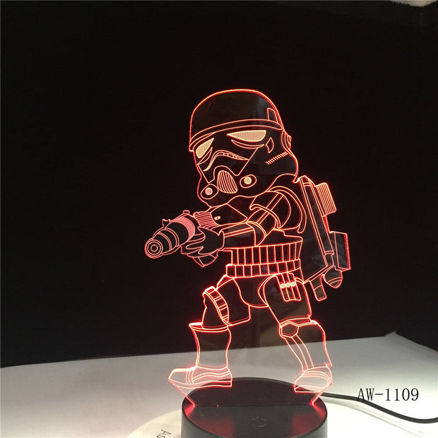 Cartoon Darth Vader 3D Illusion Table Light Mood Lamp Touch Remote Control 7 Colors Home Light Party Decor Kids Gift AW-1109