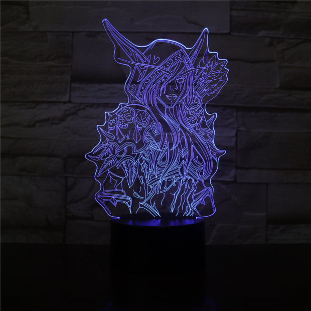 Sylvanas Windrunner Wow 3D LED Lamp World Of Warcraft Children's Night Light Led Bedroom Decor Holiday Gift Kids Night USB Lamp