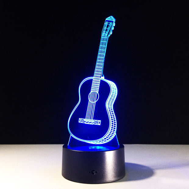 Electric Guitar 3D LED Lamp 7 Colorful USB Table Lamp Baby Sleeping Night Light Music Touch Remote Control Kids Gifts Drop Ship
