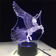 Unicorn Big Wings 3D LED Night Light Unicornio Party Cartoon Lamp 7 Color Change Baby for Bedroom Beside Lamp Baby Gifts AW-3199