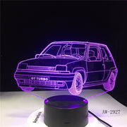 GT Turbo Touch USB Indoor Lighting Car Shape Small Night Light Novelty led 3D Visual Night Light 7 Colors Desk Lamp AW-2927