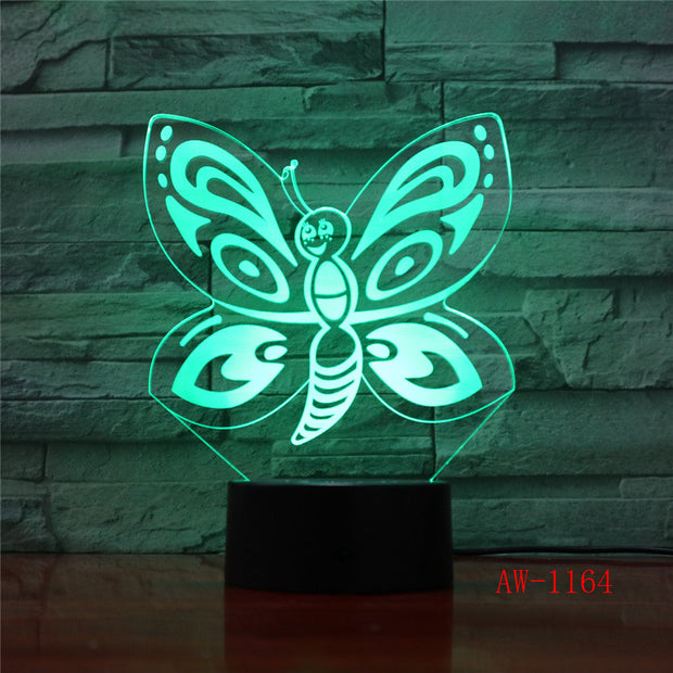 Baby Children Toys Lovely Butterfly 3D Illusion LED Night Lights Colorful Acrylic Table Lamp For Party Gift Home Decor AW-1164