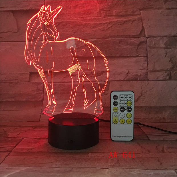 Unicorn Romantic Gift 3D LED Table Lamp 7 Color Change Night Light Room Decor Lustre Holiday Girlfriend Kid Toys Dropship AW-641