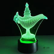USB Novelty Gifts 7 Colors Changing Led Night Lights Aladdin magic lamp 3D LED Desk Table Lamp Decor for Home Office AW-109