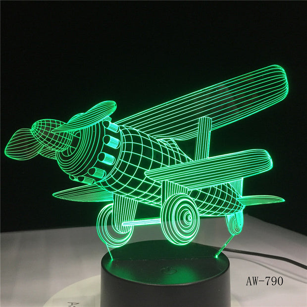 Glider Plane 3D LED Lamp 7 Color Change Touch Switch Small Night Light Atmosphere Lamp Bedroom Light For New Year Gift AW-790
