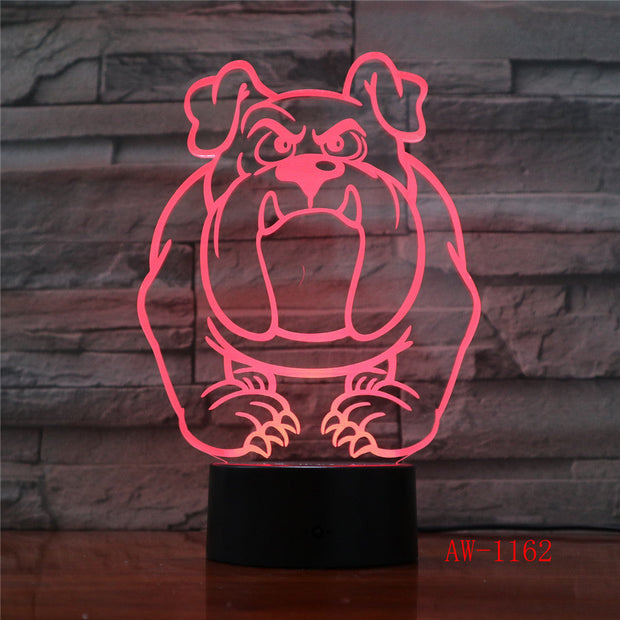 3D Visual Illusion Lamp Bulldog Poodle Jack Russell Terrier Rottweiler Dobermann LED Kids Night Light Dog Desk Light LampAW-1162