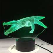 Crocodile Led 3d Night Light Bulbing Usb 3d Night Light Baby Christmas Kids Gif Children Bedroom Atmosphere Table Lamp AW-3159