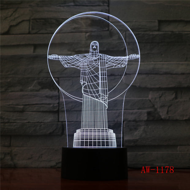 3D Led God Jesus Head Nightlight 7 Colors Changing Mood Usb Table Lamp Home Decor Bedroom Sleep Lighting Fixtures Gifts AW-1178