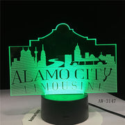 Usb 3d Led Night Light Alamo City Atmosphere Lamp Decoration RGB Kids Baby Gift Famous Buildings Table Lamp Bedside AW-3147