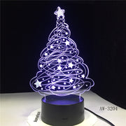 3D Effect LED Table Lamp Christmas Tree USB Powered Night Light Table Light for Home Bar Cafe Office Restaurant Choice AW-3204