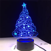 3D Effect LED Table Lamp Christmas Tree USB Powered Night Light Table Light for Home Bar Cafe Office Restaurant Choice AW-3204