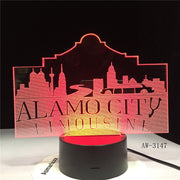 Usb 3d Led Night Light Alamo City Atmosphere Lamp Decoration RGB Kids Baby Gift Famous Buildings Table Lamp Bedside AW-3147