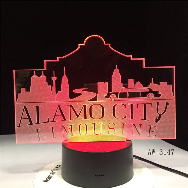 Usb 3d Led Night Light Alamo City Atmosphere Lamp Decoration RGB Kids Baby Gift Famous Buildings Table Lamp Bedside AW-3147