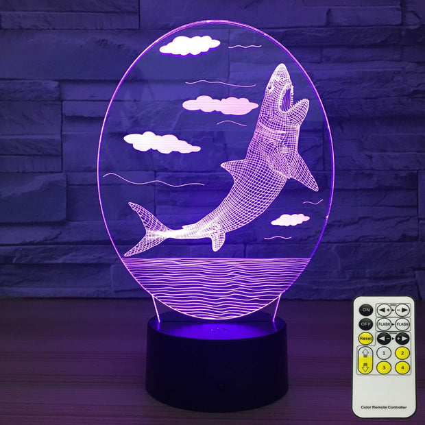 3D LED Night Lights Whale 7 Colors Change Touch Switch Hologram Atmosphere Novelty Lamp for Home Decoration Visual Illusion Gift