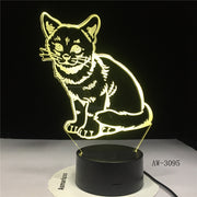 3D LED Night Light Alert Cat with 7 Colors Light for Home Decoration Lamp Amazing Visualization Illusion Dropship Gift AW-3095