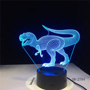 New 3D Illusion Led Lamp Dinosaur 7 Color Led Bulb Decoration Animal Night Light Nightlight Table Lamp Boys Gifts AW-2784