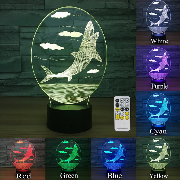 3D LED Night Lights Whale 7 Colors Change Touch Switch Hologram Atmosphere Novelty Lamp for Home Decoration Visual Illusion Gift