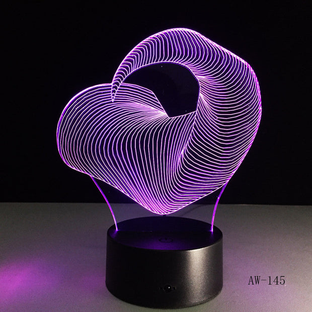 3D LED Night Light Dynamic Rhinoceros Horn with 7 Colors Light for Home Decoration Lamp Amazing Visualization AW-145