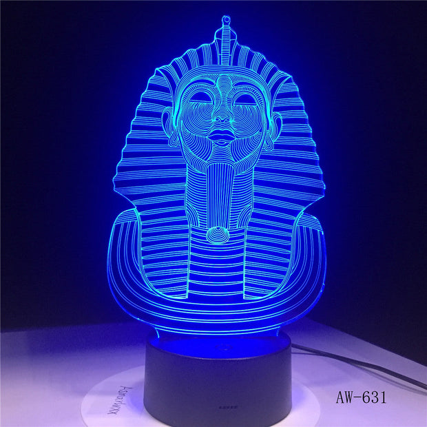 Egypt Sphinx Pharaoh Bulb 3D RGB LED Night Light Multicolor Creative 7 Color Change USB Desk Lamp Kids Gift Home Decor AW-631