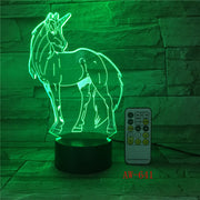 Unicorn Romantic Gift 3D LED Table Lamp 7 Color Change Night Light Room Decor Lustre Holiday Girlfriend Kid Toys Dropship AW-641