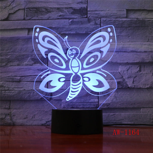 Baby Children Toys Lovely Butterfly 3D Illusion LED Night Lights Colorful Acrylic Table Lamp For Party Gift Home Decor AW-1164