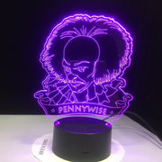 Pennywise Figure 3D Led Night Lamp for Office Room Decor Usb Battery Powered Halloween Horror Movie It Chapter One Table Lamp