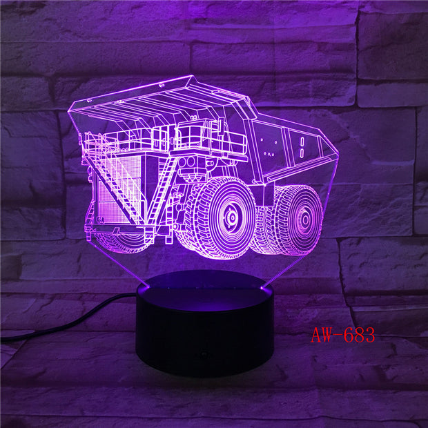 Forklift Led Night Light Decoration 3d Illusion 7 Color Changing Childrens Kids Baby Nightlight Gifts Table Lamp Decor AW-683