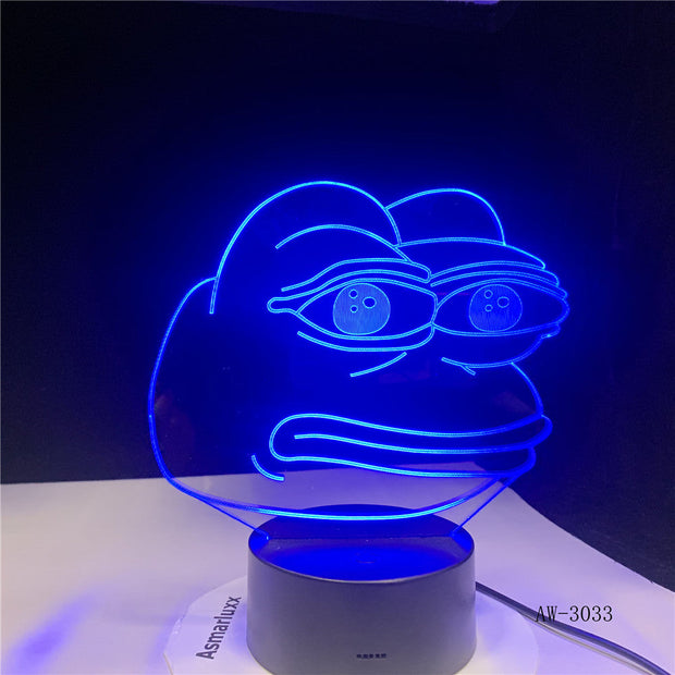 Cartoon Frog Night Lamp 3D Illusion 7 Color Changing Decorative Light Child Kids Girl Gift Desk LED Night Light Bedside AW-3033