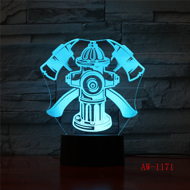 Novelty 3D Fireman Table Lamp LED USB Touch Button 7 Color Changing Fire Fighter Night Light Bedside Decor Light Gifts AW-1171