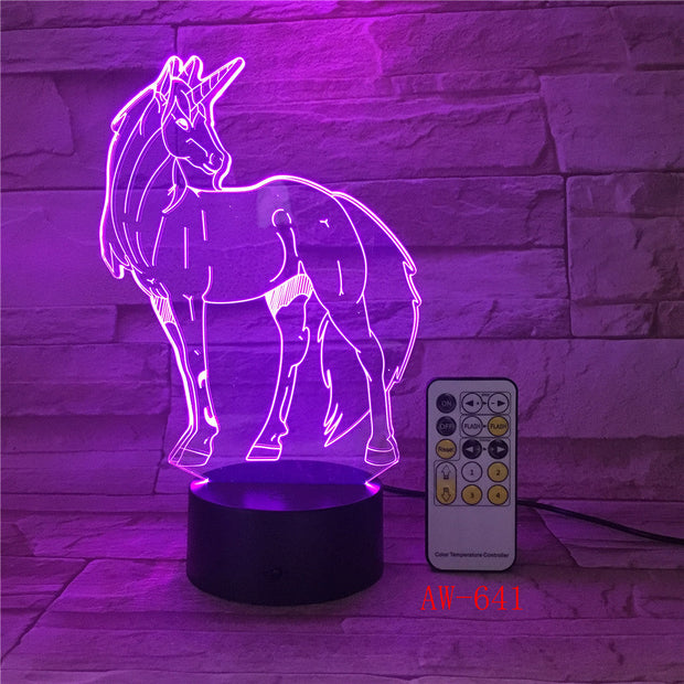 Unicorn Romantic Gift 3D LED Table Lamp 7 Color Change Night Light Room Decor Lustre Holiday Girlfriend Kid Toys Dropship AW-641