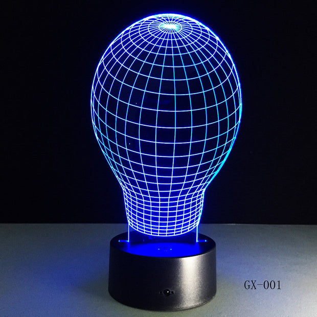 Artistic Abstraction Bulb 3D USB Night Light Colorful LED Desk Table Light Lamp for Home Bedroom Wedding Decoration GX-001