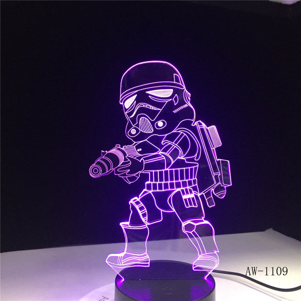 Cartoon Darth Vader 3D Illusion Table Light Mood Lamp Touch Remote Control 7 Colors Home Light Party Decor Kids Gift AW-1109