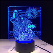 Full-moon Night Howl Wolf 3D LED Acrylic RGB Night Light USB Touch Control Home Kids Desk Lamp Child 3D-3226 Dropship Gift