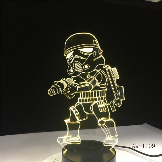 Cartoon Darth Vader 3D Illusion Table Light Mood Lamp Touch Remote Control 7 Colors Home Light Party Decor Kids Gift AW-1109