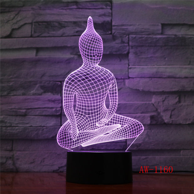 3d lampe buddha Table Lamp LED Night Light Color Changeable Decor Lighting Indoor Atmosphere Acrylic Craft Kids gift AW-1160