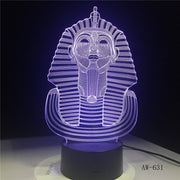 Egypt Sphinx Pharaoh Bulb 3D RGB LED Night Light Multicolor Creative 7 Color Change USB Desk Lamp Kids Gift Home Decor AW-631