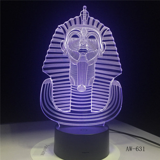Egypt Sphinx Pharaoh Bulb 3D RGB LED Night Light Multicolor Creative 7 Color Change USB Desk Lamp Kids Gift Home Decor AW-631