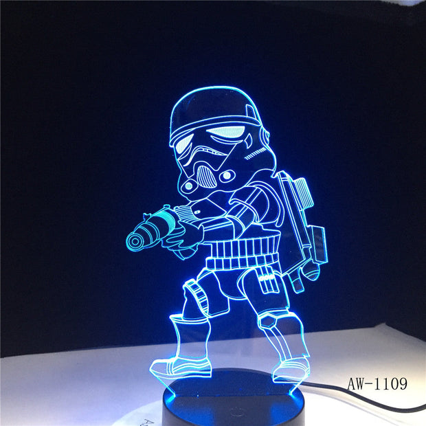 Cartoon Darth Vader 3D Illusion Table Light Mood Lamp Touch Remote Control 7 Colors Home Light Party Decor Kids Gift AW-1109