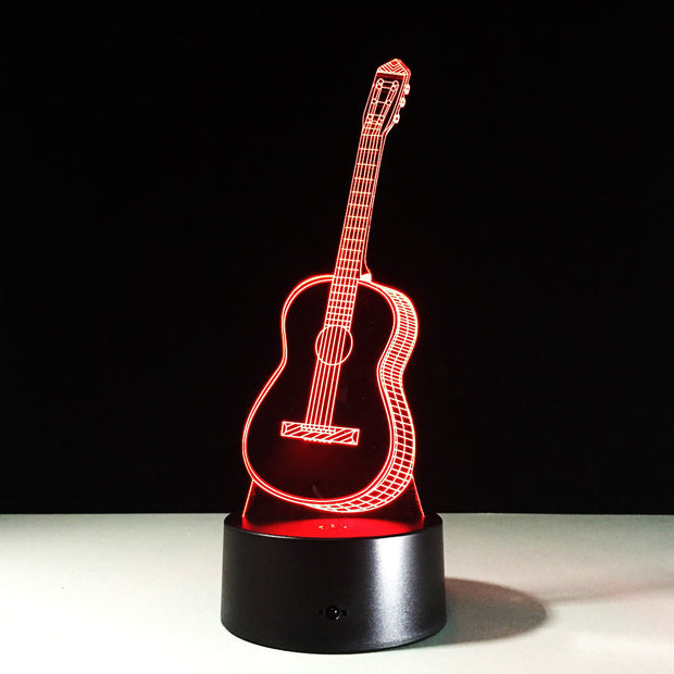 Electric Guitar 3D LED Lamp 7 Colorful USB Table Lamp Baby Sleeping Night Light Music Touch Remote Control Kids Gifts Drop Ship