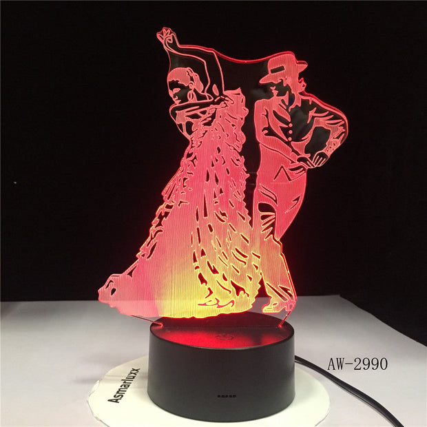 Flamingo Dance Skirt Table Lamp 3D Led Bedroom Decor Night Lights Usb Baby Sleep Visual Girls Light Fixtures Kids Gifts AW-2990