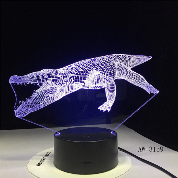 Crocodile Led 3d Night Light Bulbing Usb 3d Night Light Baby Christmas Kids Gif Children Bedroom Atmosphere Table Lamp AW-3159