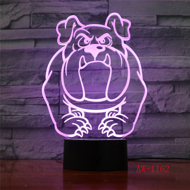 3D Visual Illusion Lamp Bulldog Poodle Jack Russell Terrier Rottweiler Dobermann LED Kids Night Light Dog Desk Light LampAW-1162