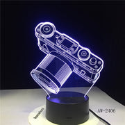 Novelty Camera 3D Lamp LED Battery Power Light Touch 7 Color Changing USB Table Night Light Bedside Decoration Dropship AW-2406