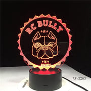 3D Pug French Bulldog LED Night Light Pet Puppy Dog Lighting Home Decor Color Changing Table Lamp Dropshipping AW-3263
