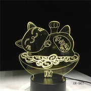 Japanese Good Fortune Treasure Cat 3D Night Lava Lamp Creative 7 Color Changing LED Light Mood Bedroom Table Decor Gift AW-967