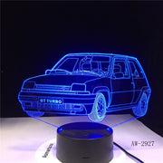 GT Turbo Touch USB Indoor Lighting Car Shape Small Night Light Novelty led 3D Visual Night Light 7 Colors Desk Lamp AW-2927