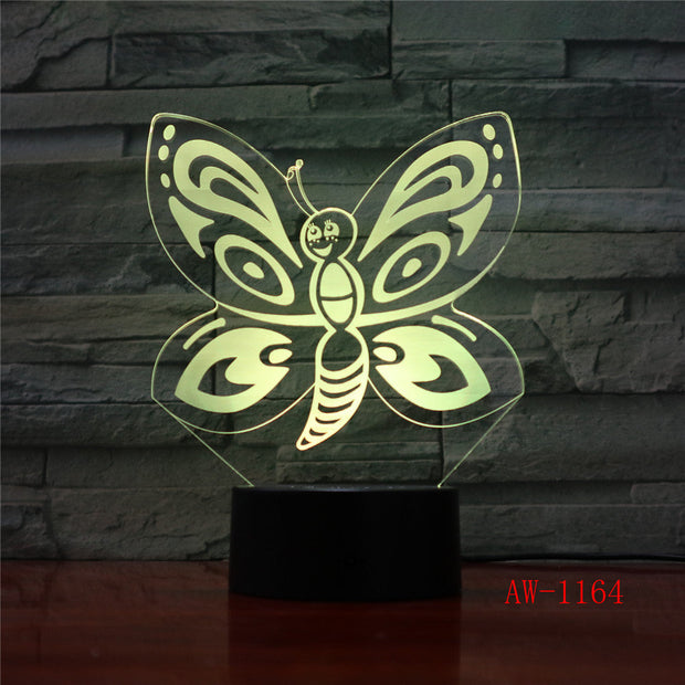 Baby Children Toys Lovely Butterfly 3D Illusion LED Night Lights Colorful Acrylic Table Lamp For Party Gift Home Decor AW-1164