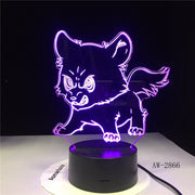 Angry Dog Family Usb Night Lights Home Decor Bedside Kids Gifts Desk Lamp 3D Led Luminous Novelty 7 Colors Changing AW-2866